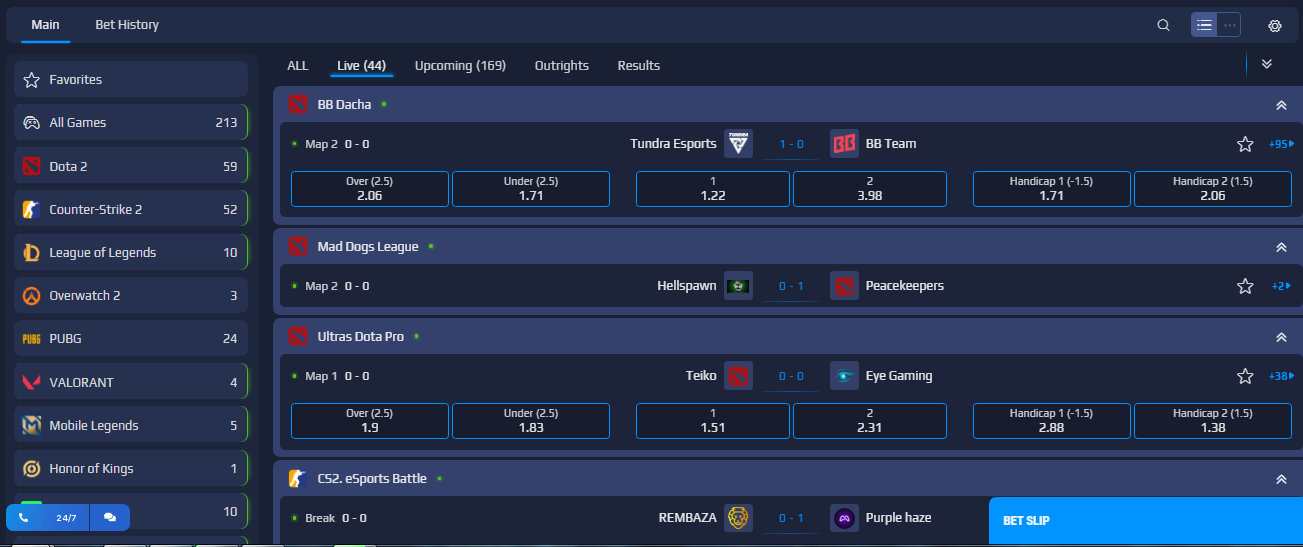 Esports betting with 1win odds